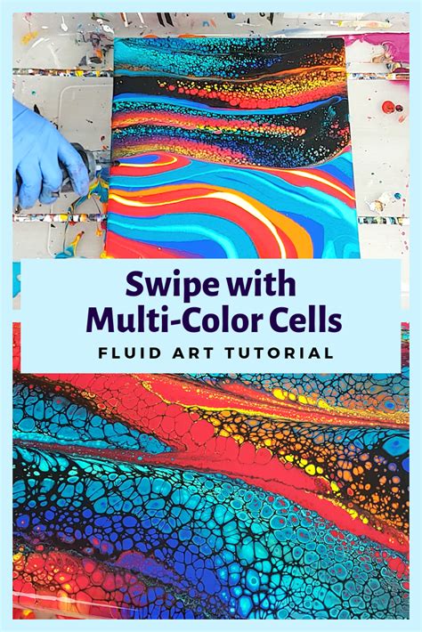 Acrylic Pour Swipe Technique With Beautiful Multi Color Cells Without