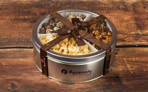 Gourmet Popcorn 3 Flavor Gift Tin • Kosher Vegan Artisan Gift • Popinsanity