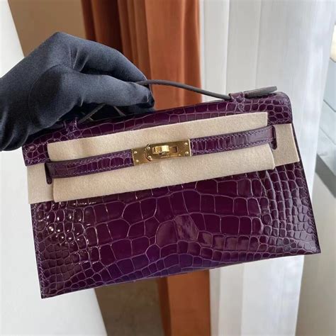 Saudi Arabia Hermes Minikelly Pochette N Cassis Shiny Alligator