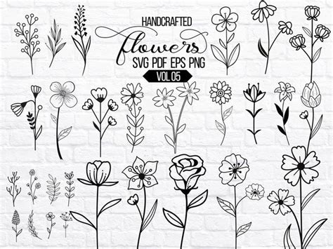 Wildflower Svg Flower Svg Bundle Floral Svg Bundle Plant Svg Bundle