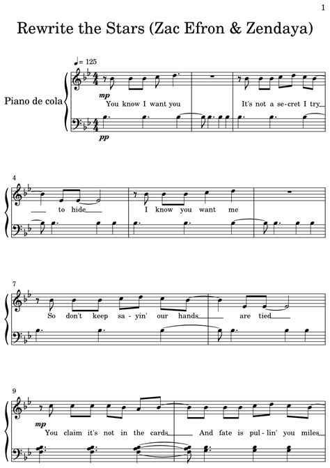 Rewrite The Stars Zac Efron Zendaya Sheet Music For Piano