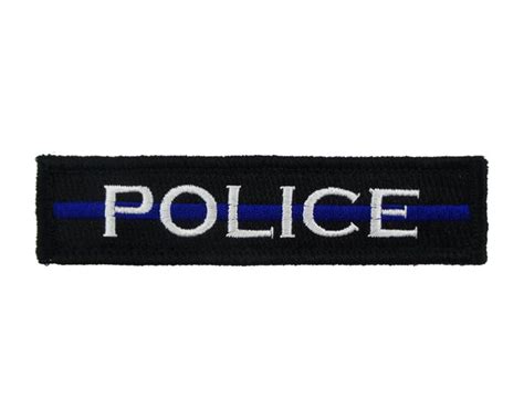 Police Thin Blue Line 1x4 Velcro Fully Embroidered Morale Tags Patch