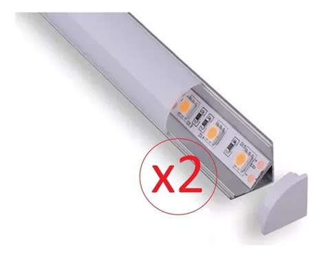 Pack 2 Perfil De Aluminio Para Tira De Led Esquinas Muebles