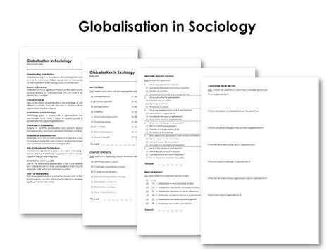 Globalisation In Sociology Docx Teaching Resources