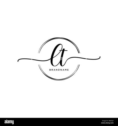 Initial LT Handwriting Logo With Circle Template Vector Stock Vector