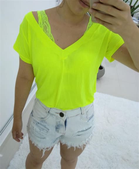 T Shirt Podrinha Em Poliamida Amarelo Neon Madame Ninna Loja