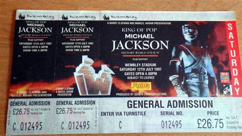 unused "History World Tour" Ticket for the last concert in Wembley ...