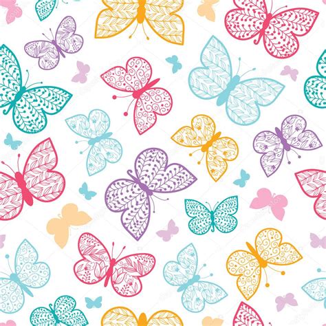 Floral Butterflies Vector Seamless Pattern Background Stock Vector