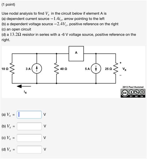 Solved Point Use Nodal Analysis To Find V In The Chegg