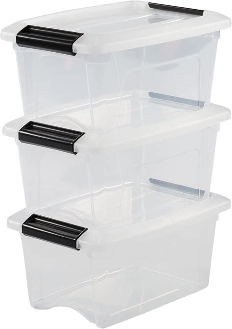 Iris Ohyama Plastic Storage Boxes With Lid And Closing Clips 5l Set