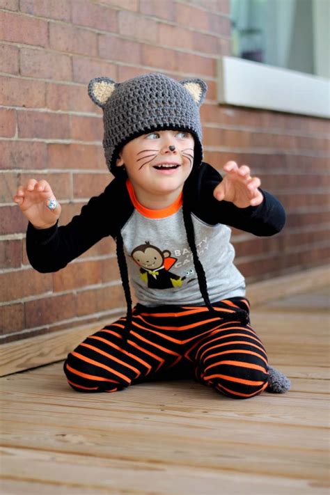 Kids Cat Costume Halloween Crochet Earflap Hat and Tail Set - Etsy