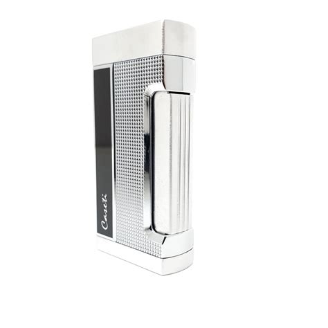 caseti lighter chrome plated engine turn black lacquer nocavendish