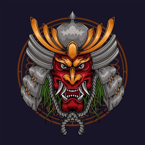 Premium Vector Samurai Warrior Mask Illustration Design