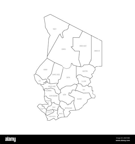 Ciad Mappa Politica Delle Divisioni Amministrative Immagine E