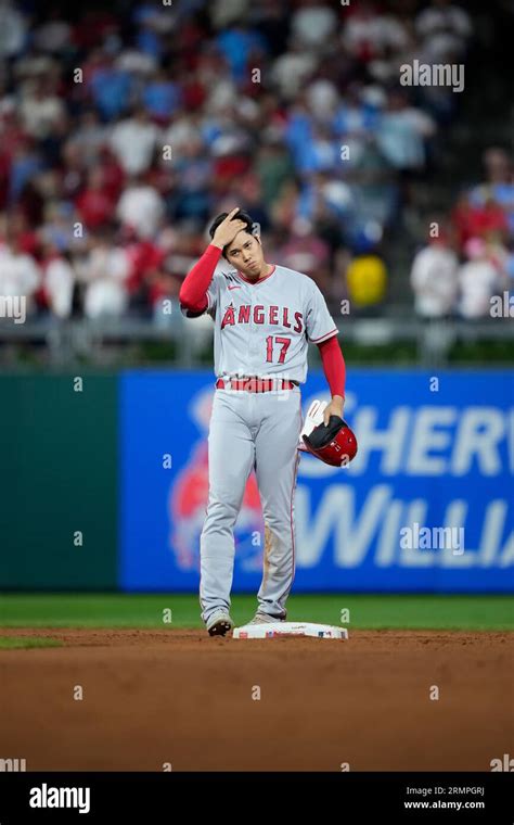 Los Angeles Angels Shohei Ohtani Stands By Second During A Pitching