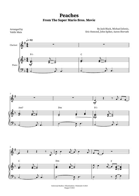 Peaches Arr Valdir Maia By Jack Black Sheet Music For Clarinet And Piano At Sheet Music Direct