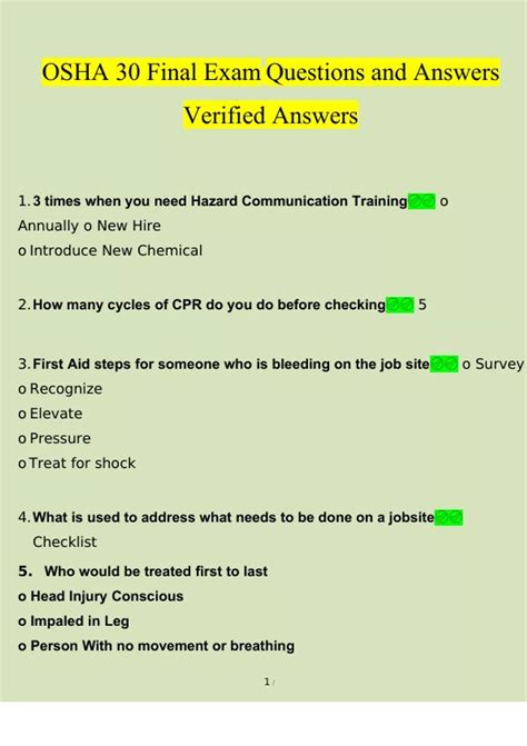 Osha Final Test Answers Osha Final Exam