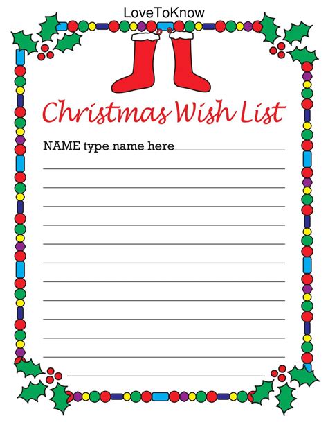 Free Printable Christmas Wish List Templates Pdf Word Excel