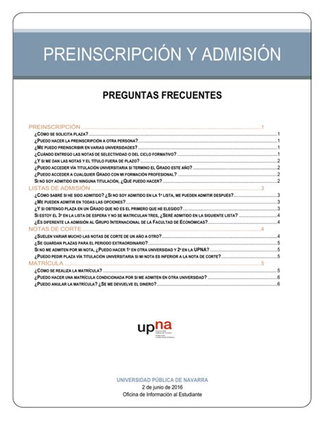 preinscripción y admisión Universidad Pública de Navarra