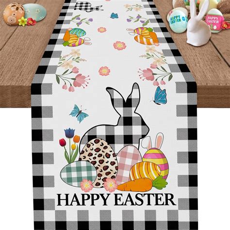 Rdsfhsp Easter Table Runner Easter Bunny Eggs Table Runner Buffalo