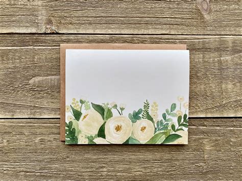 Watercolor Foliage Notecards Floral Stationery Set of 4 Hand Painted ...