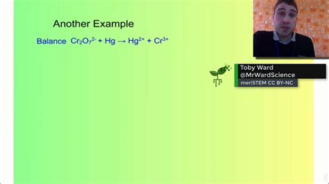 Balancing Redox Equations Worked Example 2 Redox Meristem Youtube