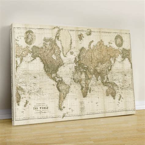 Beautiful World Map Vintage Atlas 1898 Mercator Projection SEPIA