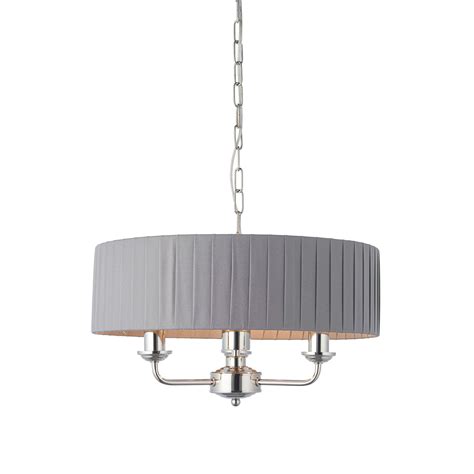 Prescott Nickel And Charcoal Short Pleated Pendant Light Modern Pendant