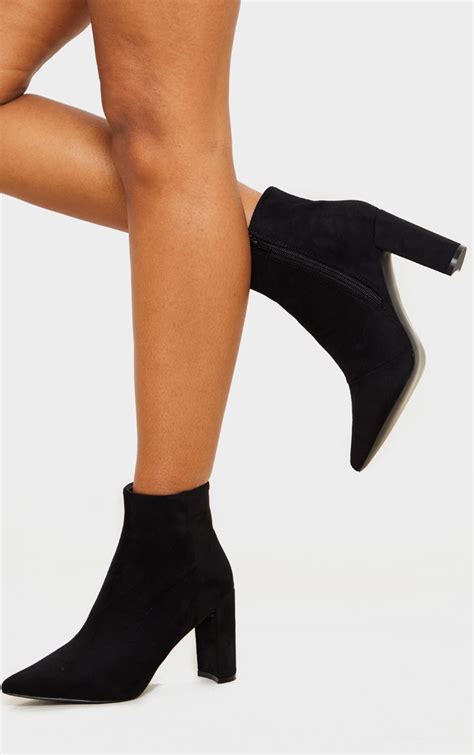 Black Point Toe Half Block Heel Ankle Boot Prettylittlething