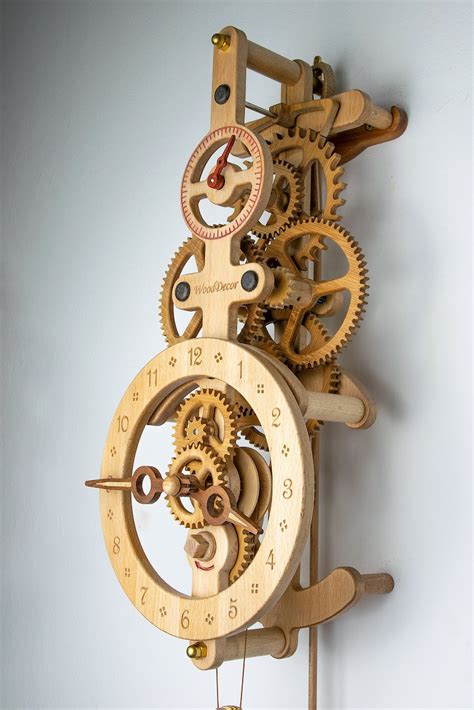 Wooden Wall Clock Cronos Steampunk Pendulum Clock Wooden Gears Clock ...