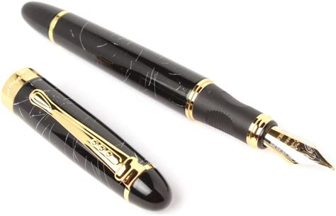 Ledos Jinhao X450 Fountain Pen Black Marbled Waves Metal Body With