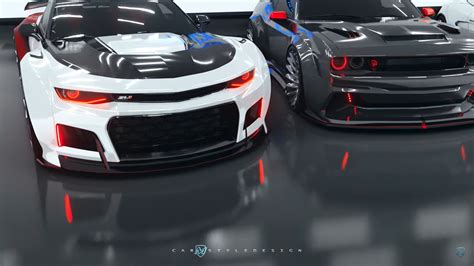 Camaro ZL1 And Challenger SRT Become The CGI Kings Of The Slammed