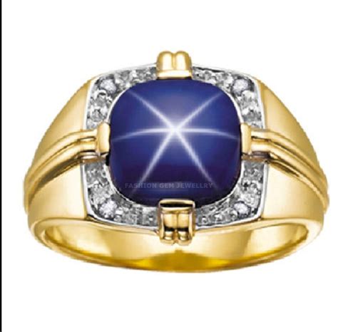 Linde Star Sapphire Ring 14k Gold Platted Silver Ring 10mm Cushion Blue