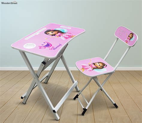 Buy Kids Foldable Study Table Set (Pink) Online in India at Best Price ...