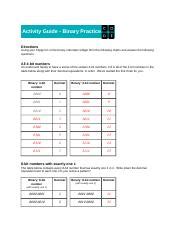 Activity Guide - Binary Practice.docx - Activity Guide - Binary Practice Directions Using your ...