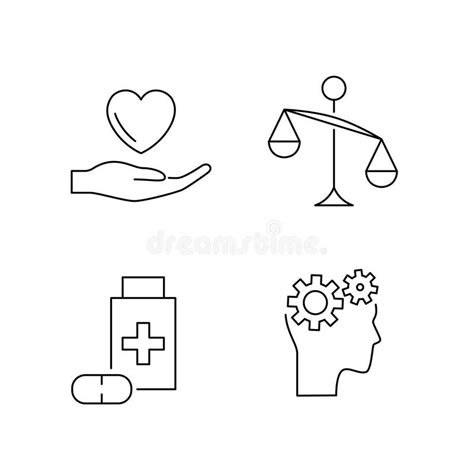 Psychotherapy And Psychology Line Icon Set Simple Stock Vector