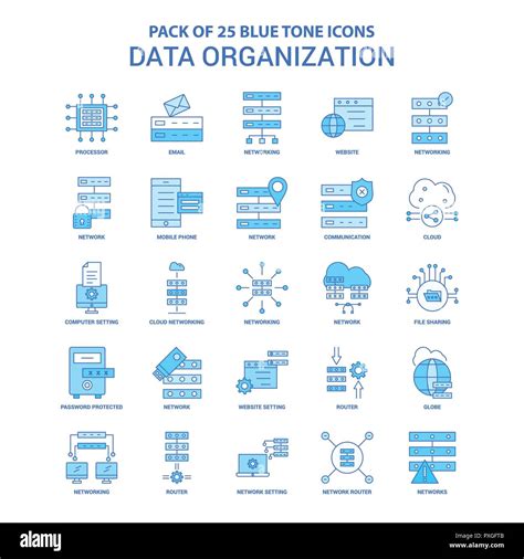 Data Organization Blue Tone Icon Pack Icon Sets Stock Vector Image