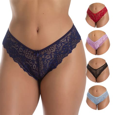 Kit 5 Calcinhas Fio Dental Lingerie Em Renda Sexy Sensual Shopee Brasil