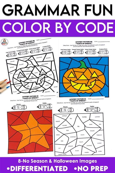 Halloween Coloring Pages Parts Of Speech Worksheets For Fall Grammar