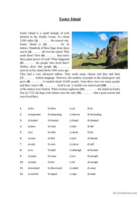 Easter Island reading for detail (de…: English ESL worksheets pdf & doc