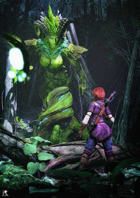 forest witch  render digital art  bisonravi