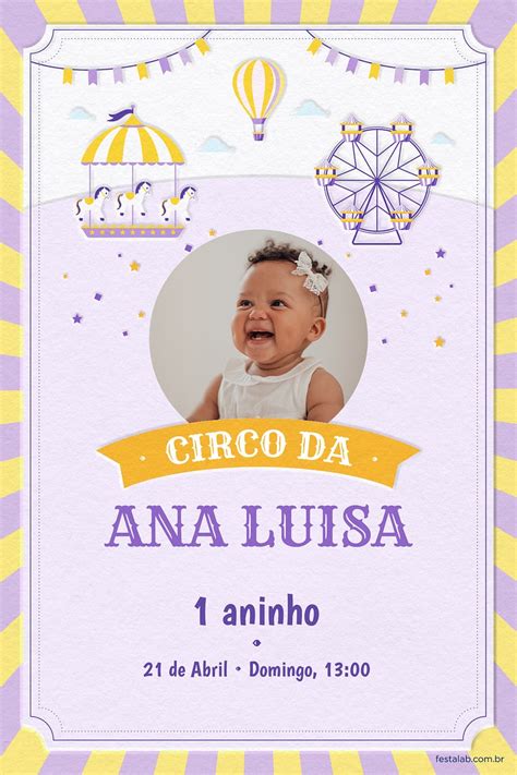 Criar Convite De Anivers Rio Convite Circo Lil S Festalab