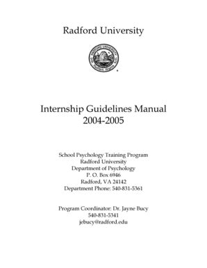 Fillable Online Radford Radford University Internship Guidelines Manual