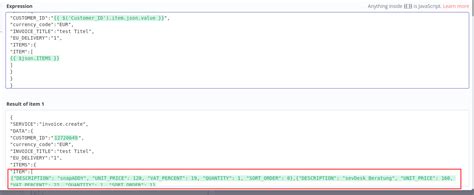 Json Parameter Need To Be An Valid Json With Value From Previous Node