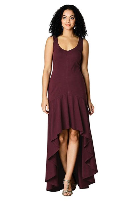 Shop High Low Flounce Hem Cotton Knit Maxi Dress Eshakti