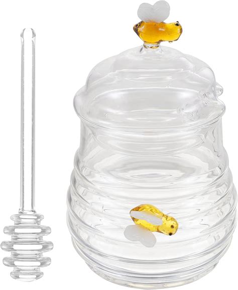 Amazon Co Jp Hoement Glass Honey Jar Bee Honey Bottle Glass Honey