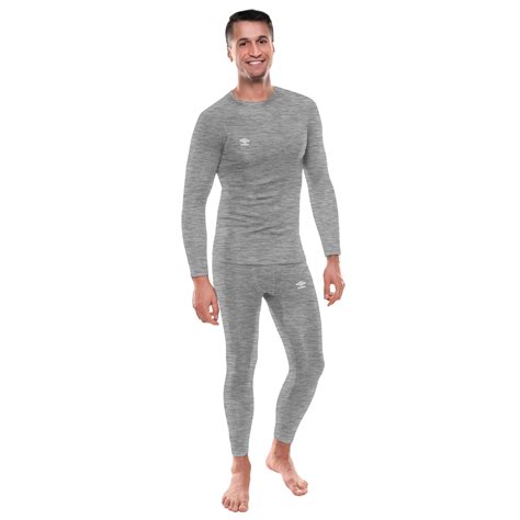 Umbro Mens Thermal Underwear Set Insulated Shirt And Long Johns Light Heather Gray Extra Large