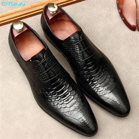 Italian Men Dress Shoes Mens Genuine Leather Oxfords Lace Up Black Formal Office Shoes