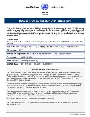 Fillable Online Expression Of Interest Eoi Provision Of Hotel