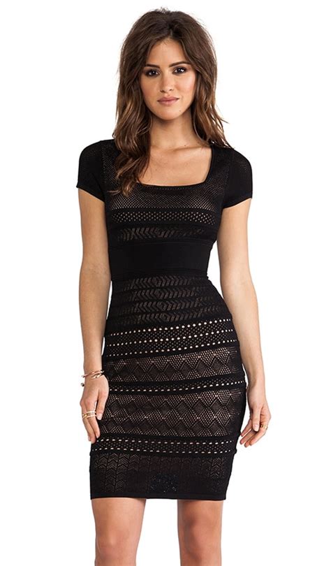 Catherine Malandrino Pointelle Shift Dress In Noir Revolve